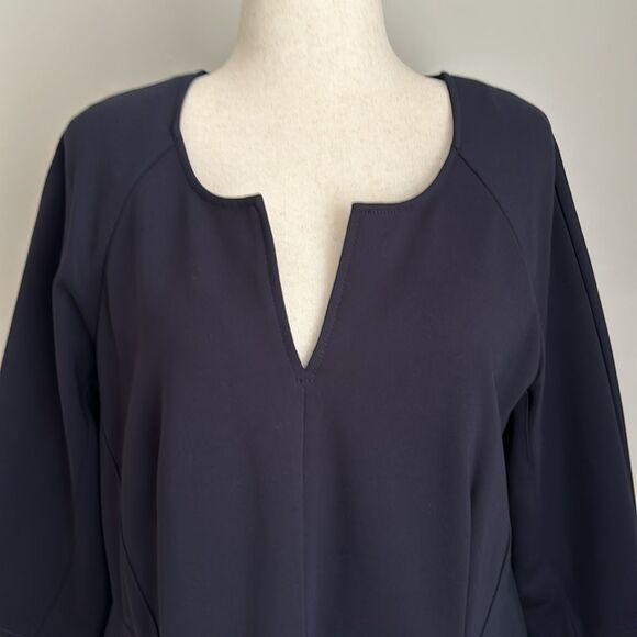 Selections by Ulla Popken Women’s Sheath Dress with Flounce Skirt Dark Navy 20US - Picture 3 of 15